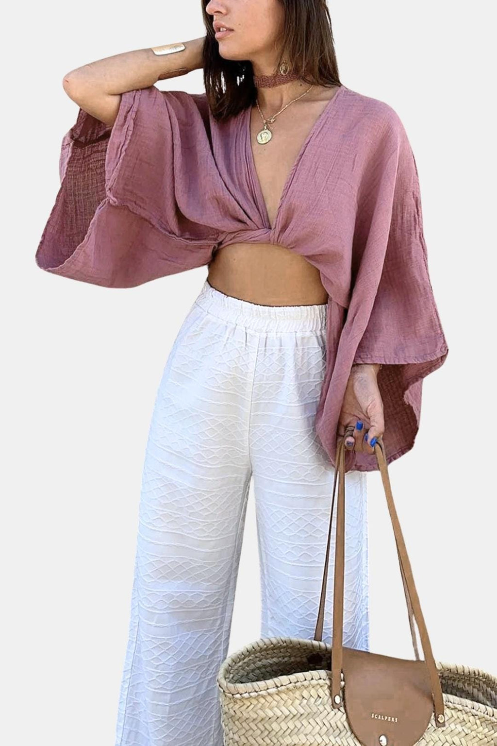 Elona| Luchtig Top Dames Cropped Wikkel