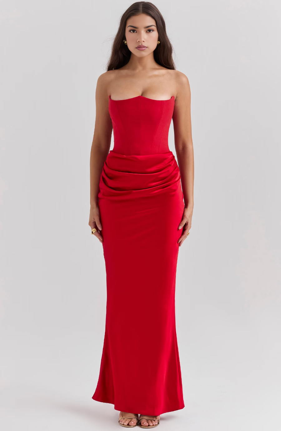 Camellia | Strapless kanten maxi jurk glamour avond