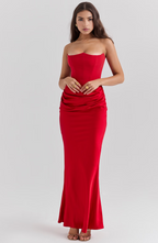 Camellia | Strapless kanten maxi jurk glamour avond