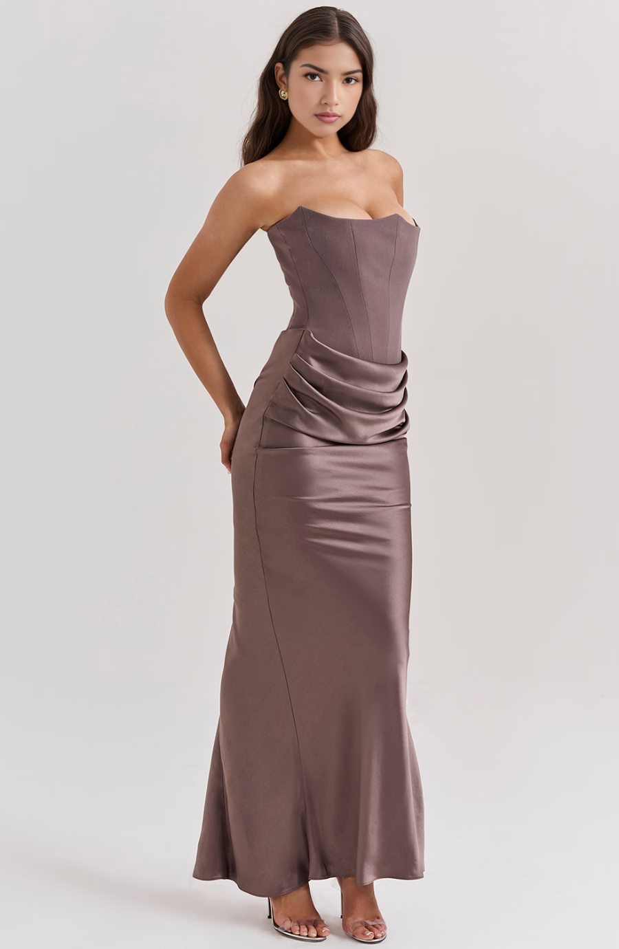 Camellia | Strapless kanten maxi jurk glamour avond