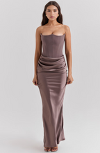 Camellia | Strapless kanten maxi jurk glamour avond