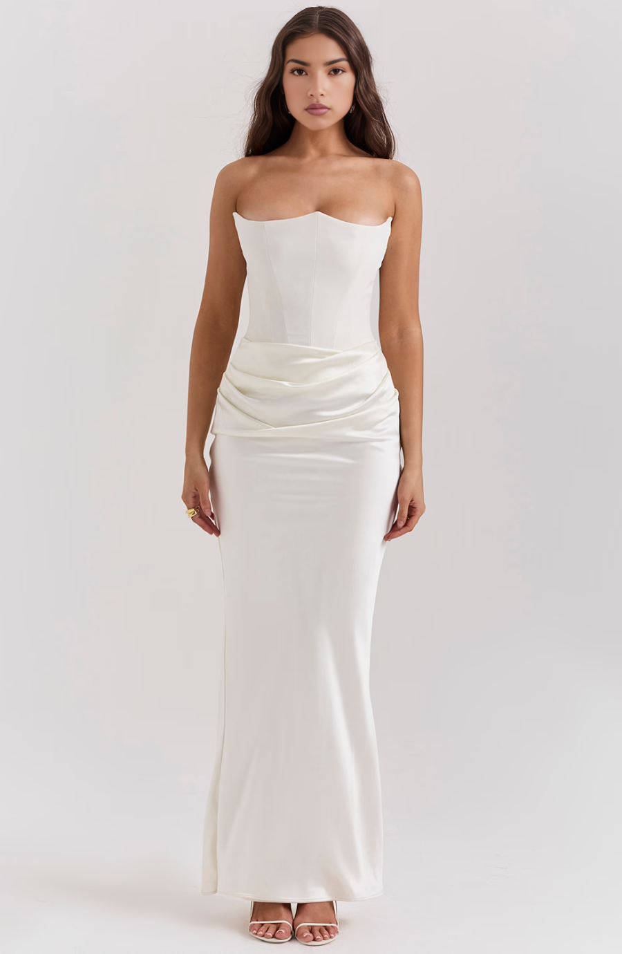 Camellia | Strapless kanten maxi jurk glamour avond