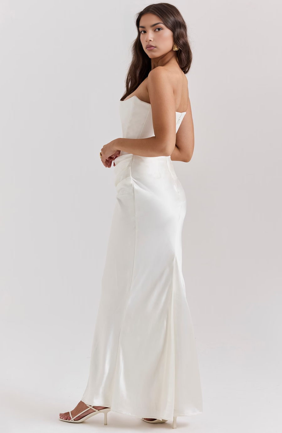 Camellia | Strapless kanten maxi jurk glamour avond