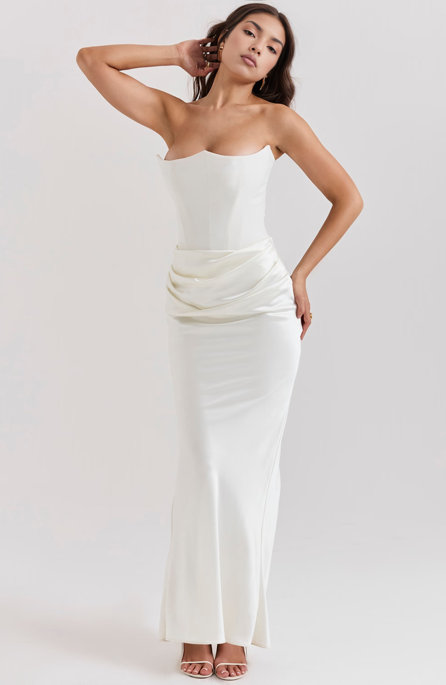 Camellia | Strapless kanten maxi jurk glamour avond