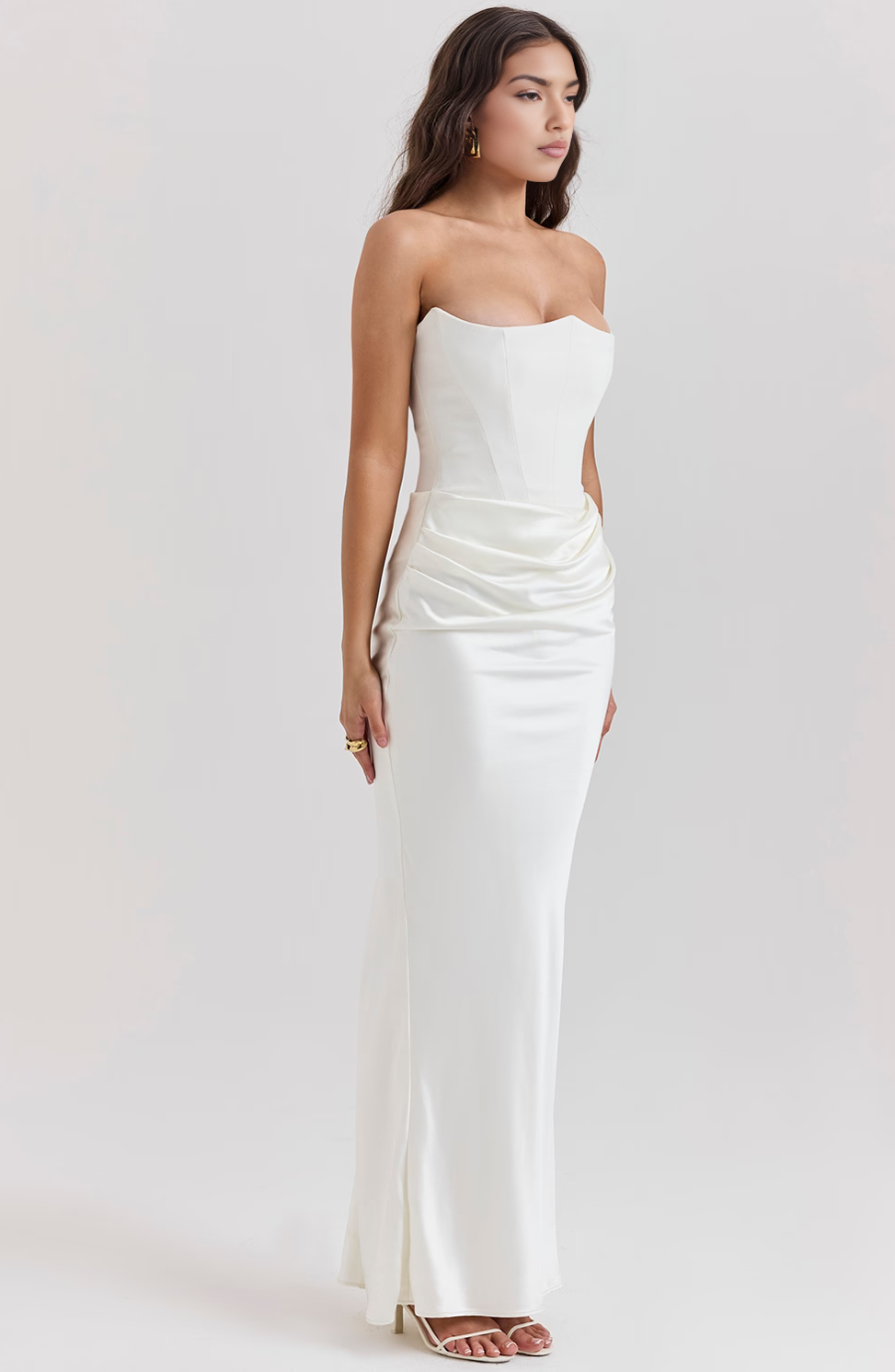 Camellia | Strapless kanten maxi jurk glamour avond