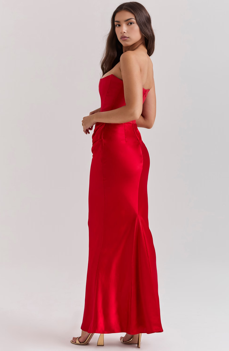 Camellia | Strapless kanten maxi jurk glamour avond