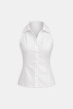 Evadne | Chic mouwloze blouse dames top halter klassiek