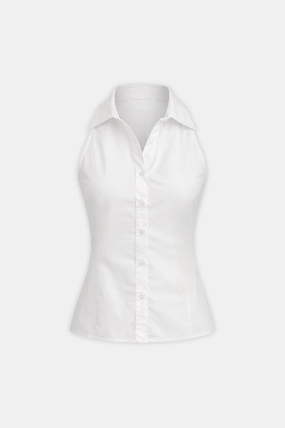 Evadne | Chic mouwloze blouse dames top halter klassiek