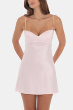 Eveline | Elegante Mini-Satijnen Jurk Met Opvallende Details