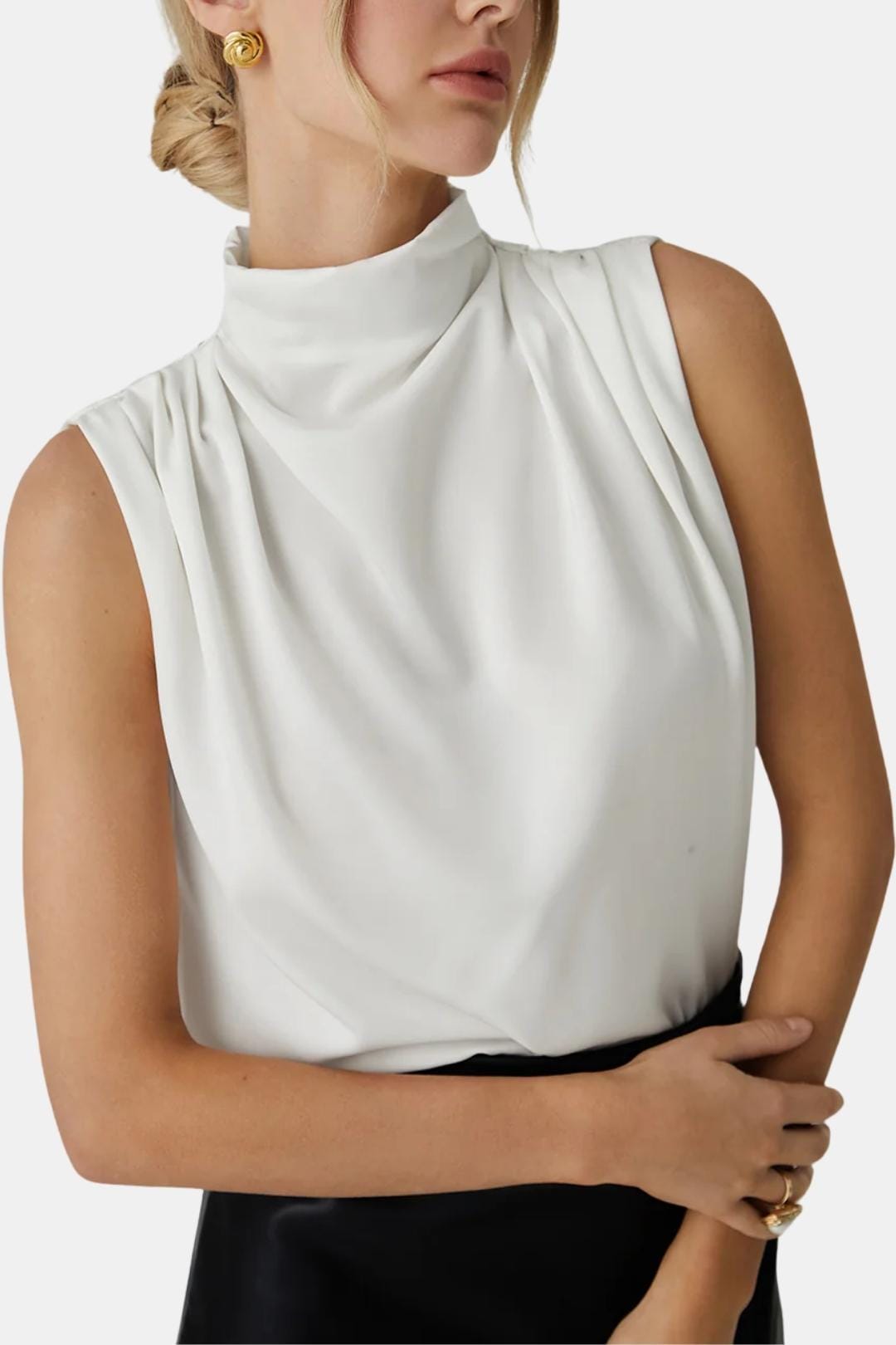 Freida | Chic Mouwloze Top Dames Col Minimalistisch