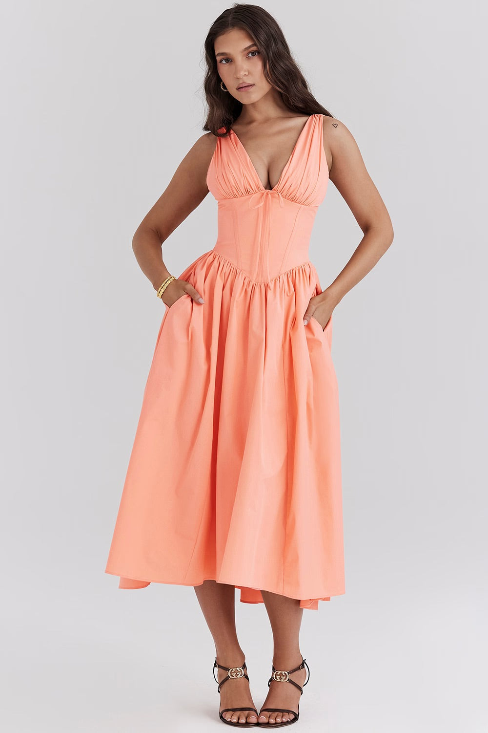 Saffron | Bloemen zomerjurk elegant casual vloeiend