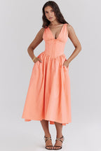 Saffron | Bloemen zomerjurk elegant casual vloeiend