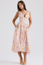 Saffron | Bloemen zomerjurk elegant casual vloeiend