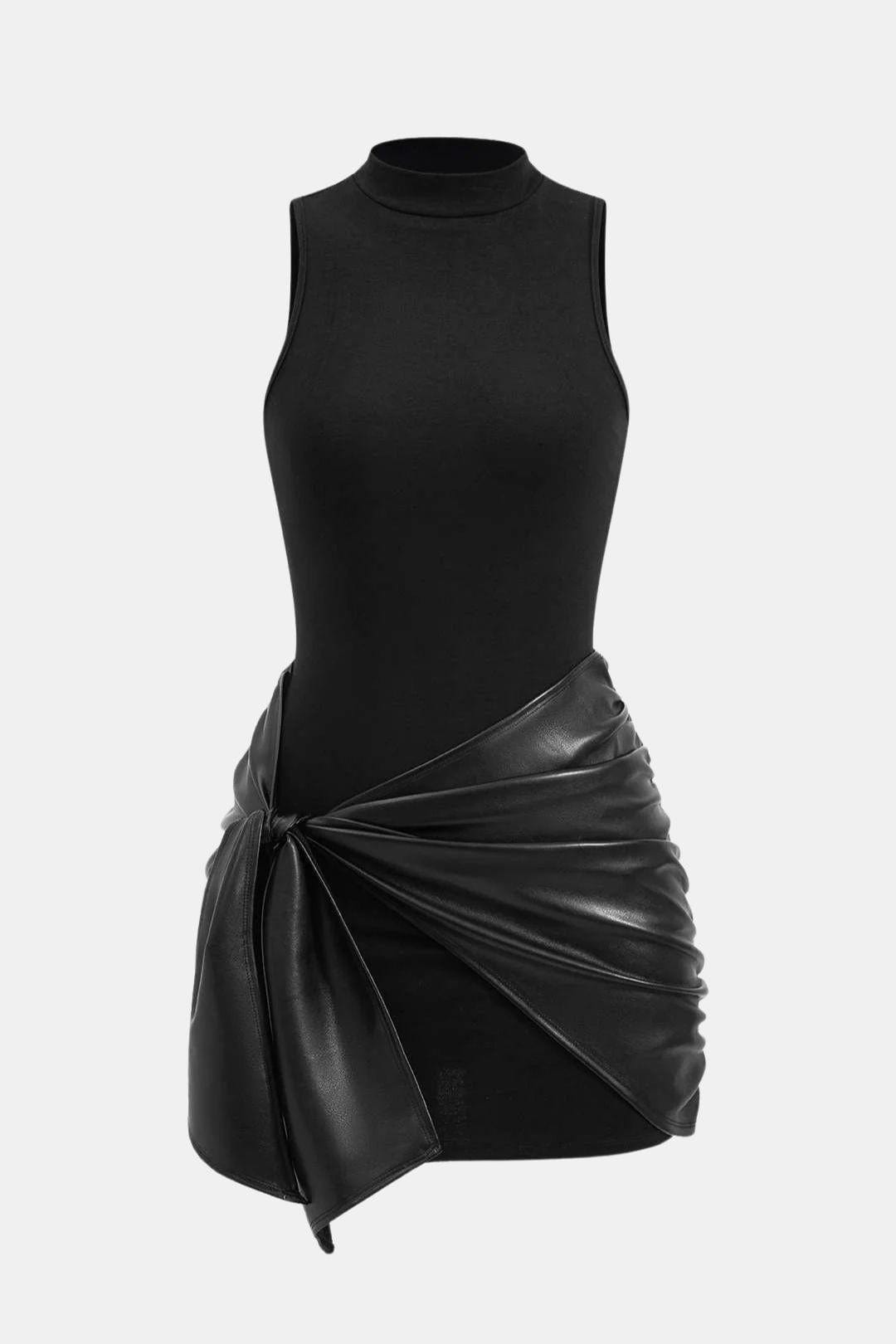 Izza | Sexy Mini Jurk Bodycon Uitgaansjurk Leren Look