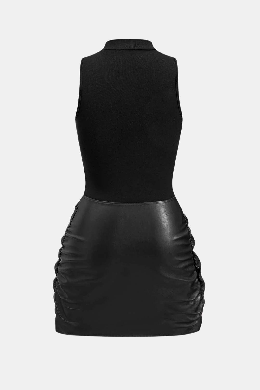 Izza | Sexy Mini Jurk Bodycon Uitgaansjurk Leren Look