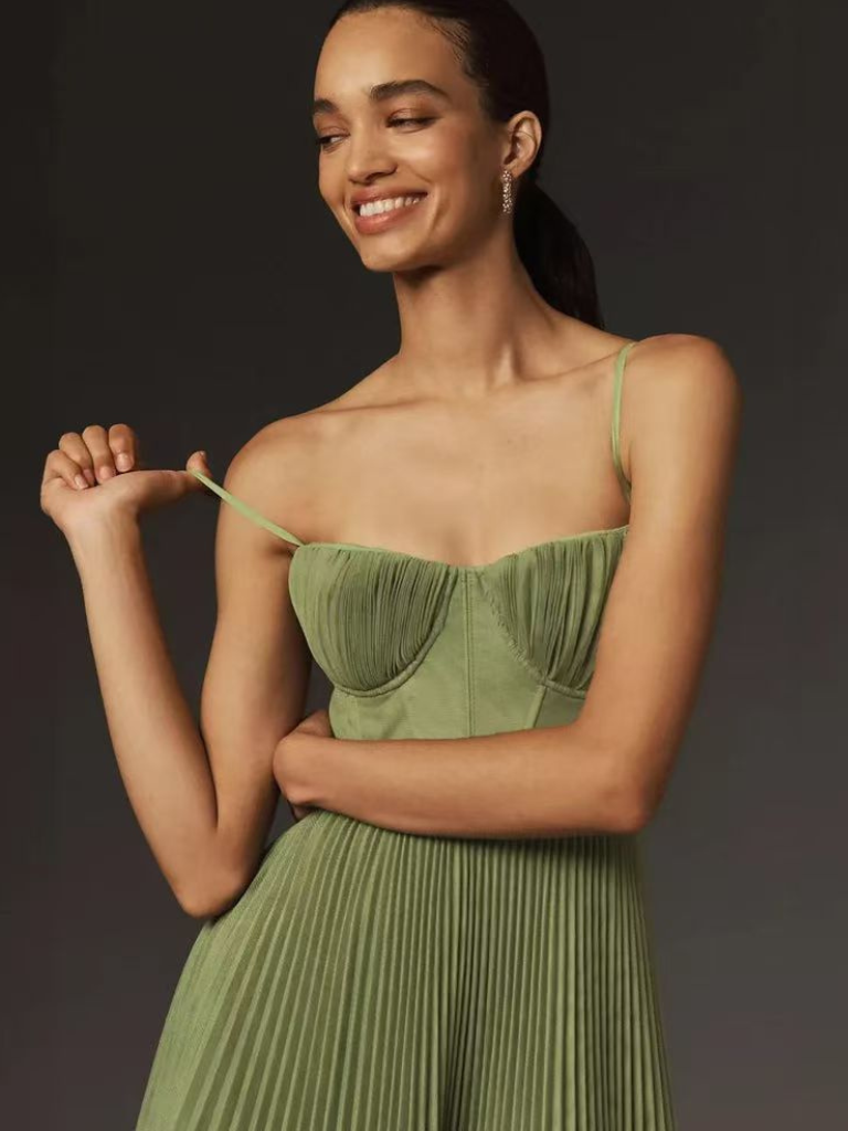 Sonya | Pleated maxi jurk getailleerd elegant chic