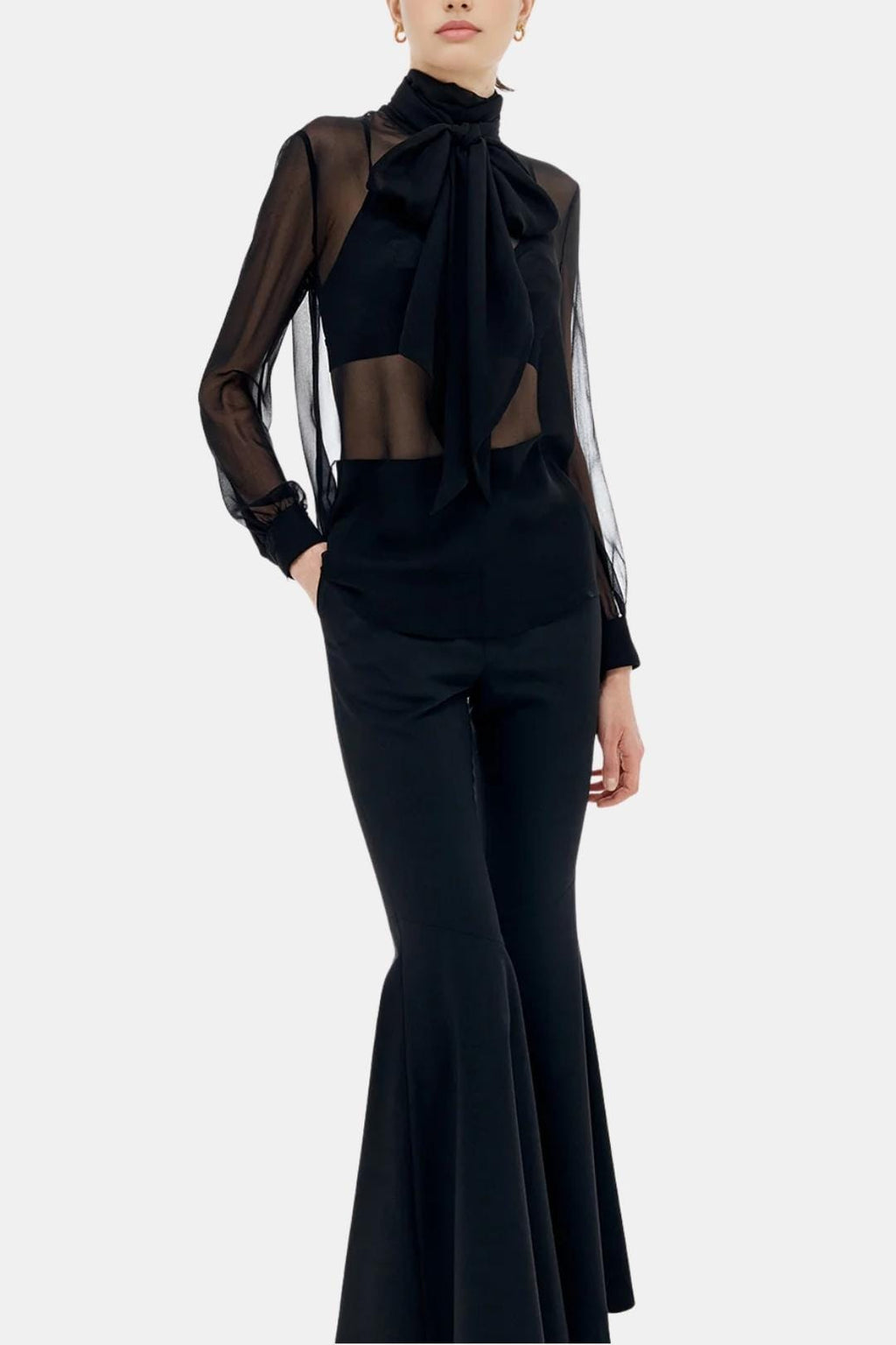 Kalyra | Elegant blouse dames top transparant strik