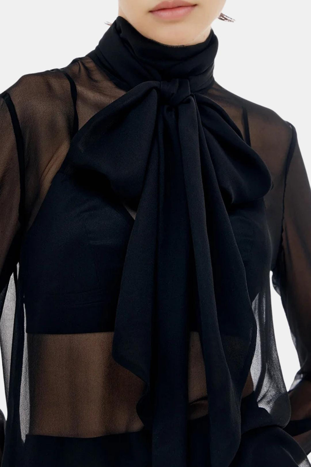 Kalyra | Elegant blouse dames top transparant strik