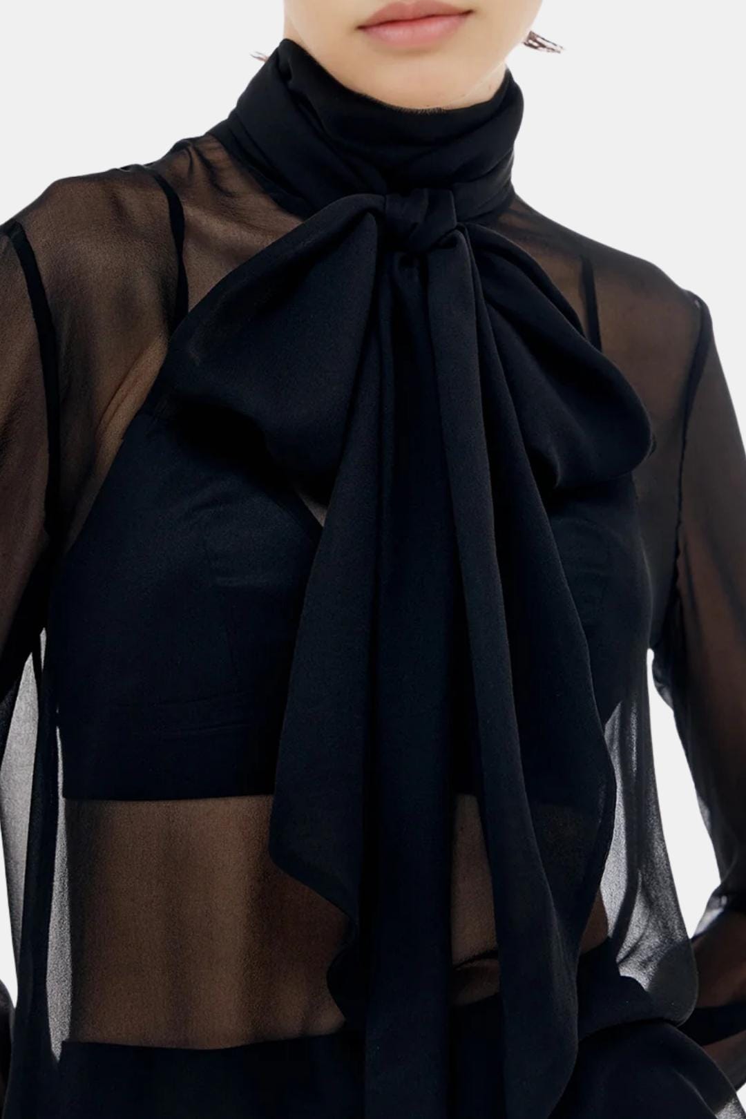 Kalyra | Elegant blouse dames top transparant strik