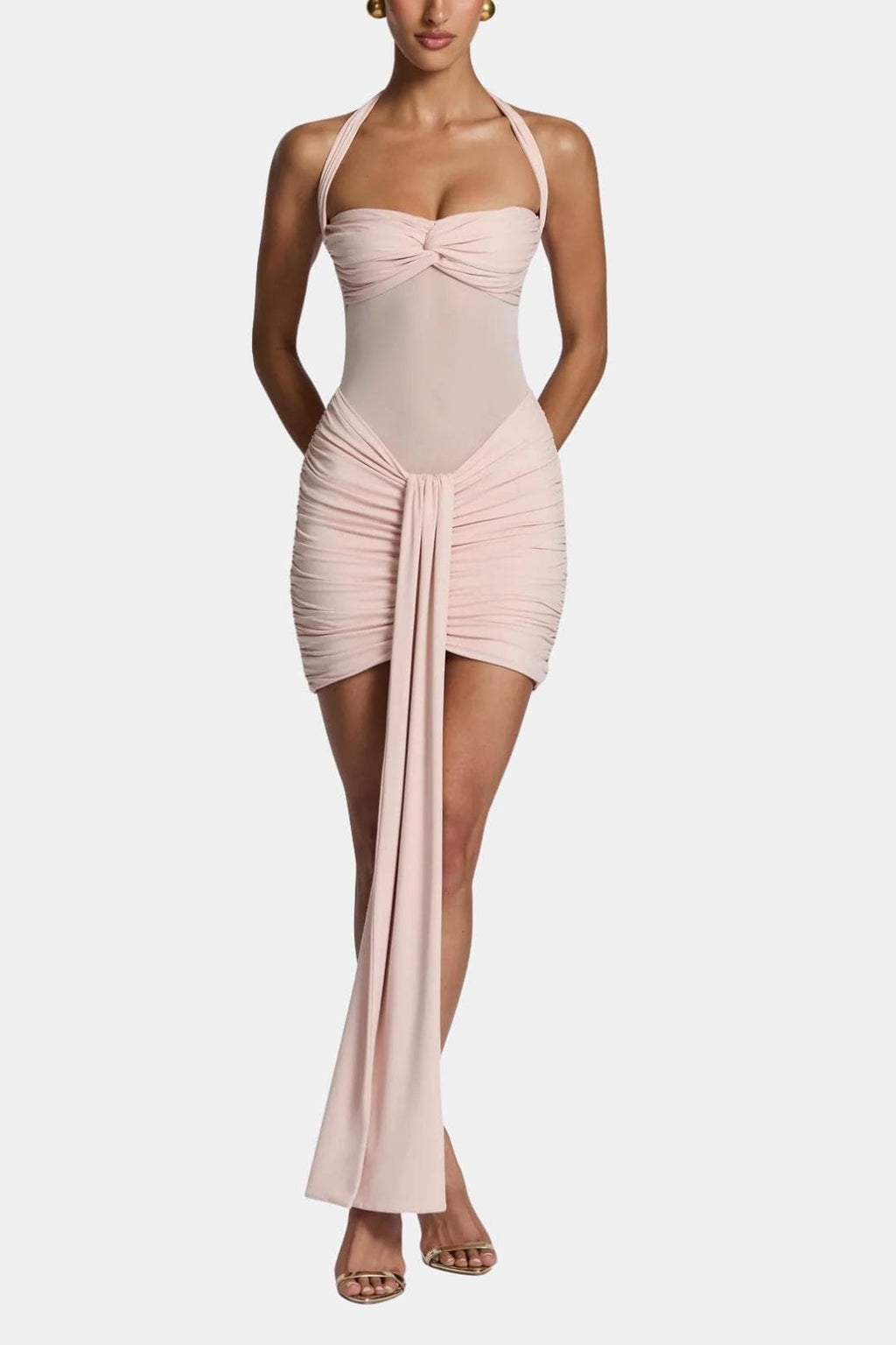 Karlyn | Sexy Mini-Halterjurk Met Gedrapeerde Details