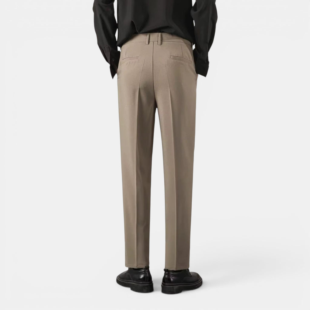 Men’s Solid Casual Straight-Leg Trousers