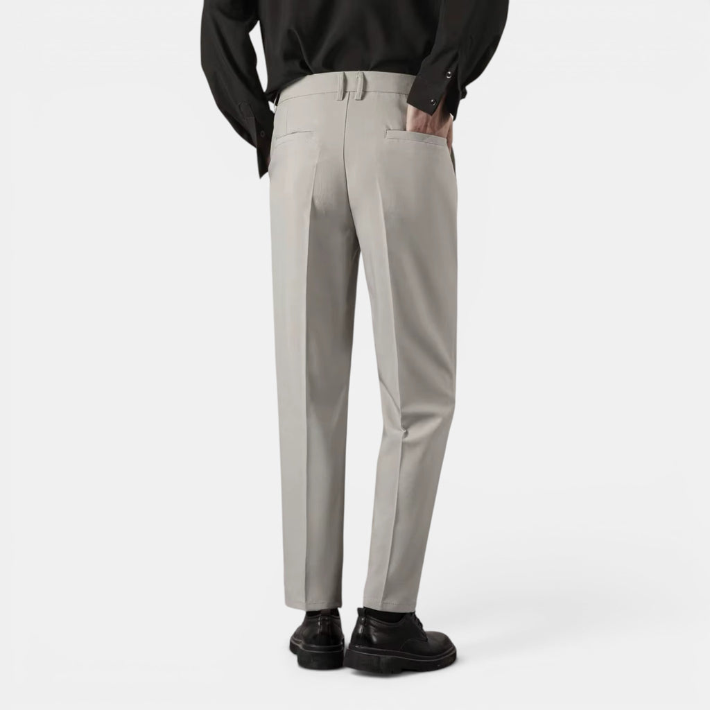 Men’s Solid Casual Straight-Leg Trousers