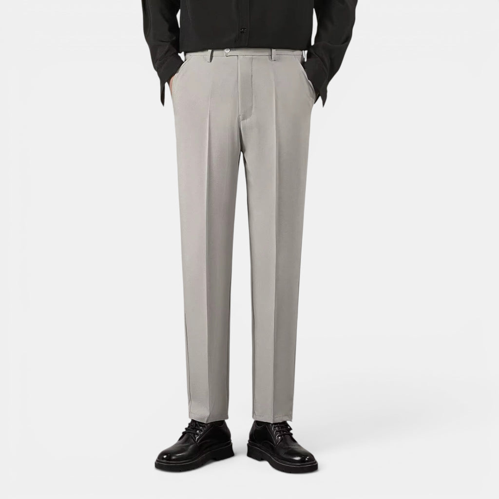 Men’s Solid Casual Straight-Leg Trousers