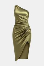 Lina | Elegante midi-jurk met één schouder en split