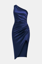 Lina | Elegante midi-jurk met één schouder en split