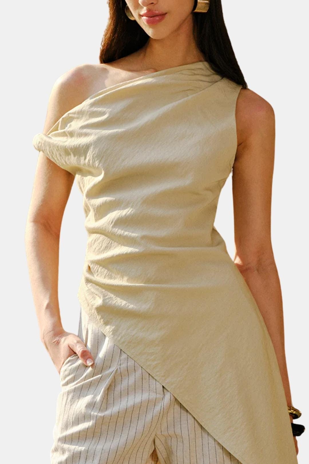 Lysandra | Stijlvol one shoulder top dames luxe minimalistisch