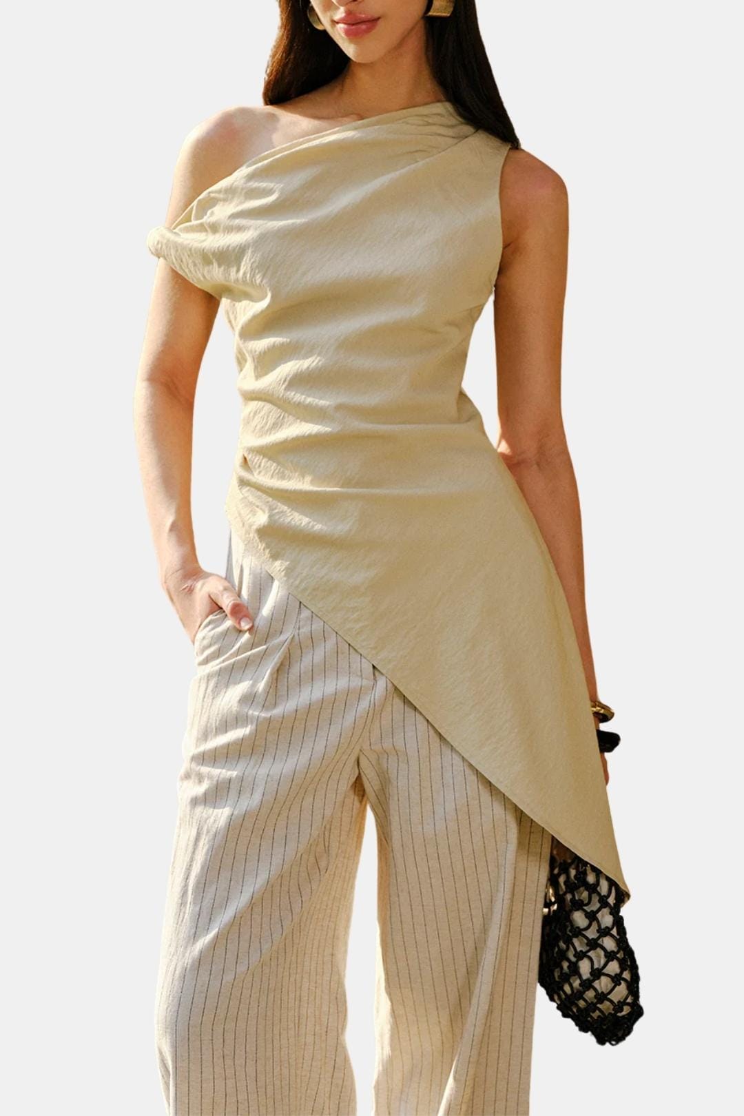 Lysandra | Stijlvol one shoulder top dames luxe minimalistisch