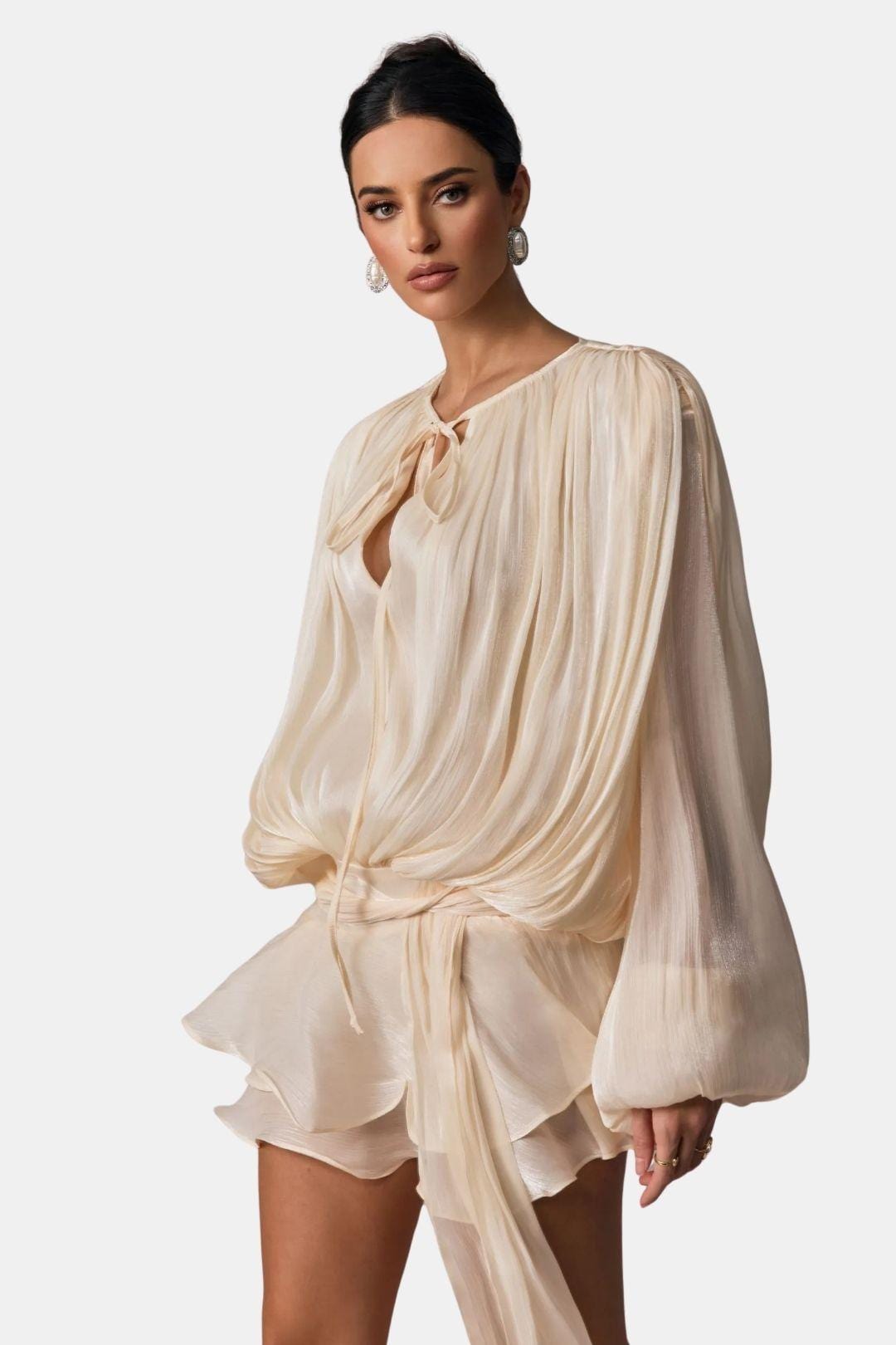 Miora | Luchtig Blouse Jurk Mini Strik Taille