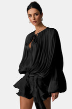 Miora | Luchtig Blouse Jurk Mini Strik Taille