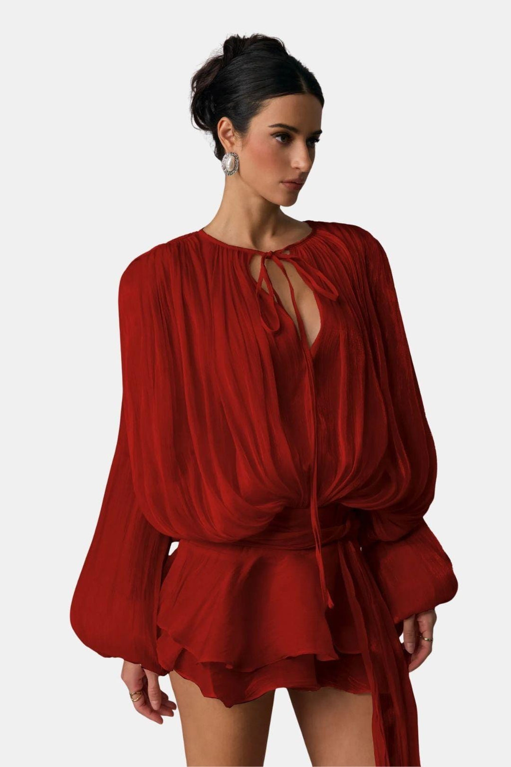 Miora | Luchtig Blouse Jurk Mini Strik Taille