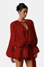 Miora | Luchtig Blouse Jurk Mini Strik Taille