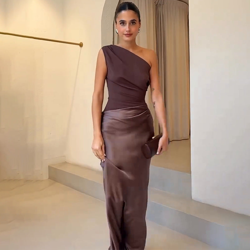 Beatrice | Eén schouder maxi jurk elegant avond