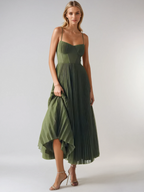Sonya | Pleated maxi jurk getailleerd elegant chic