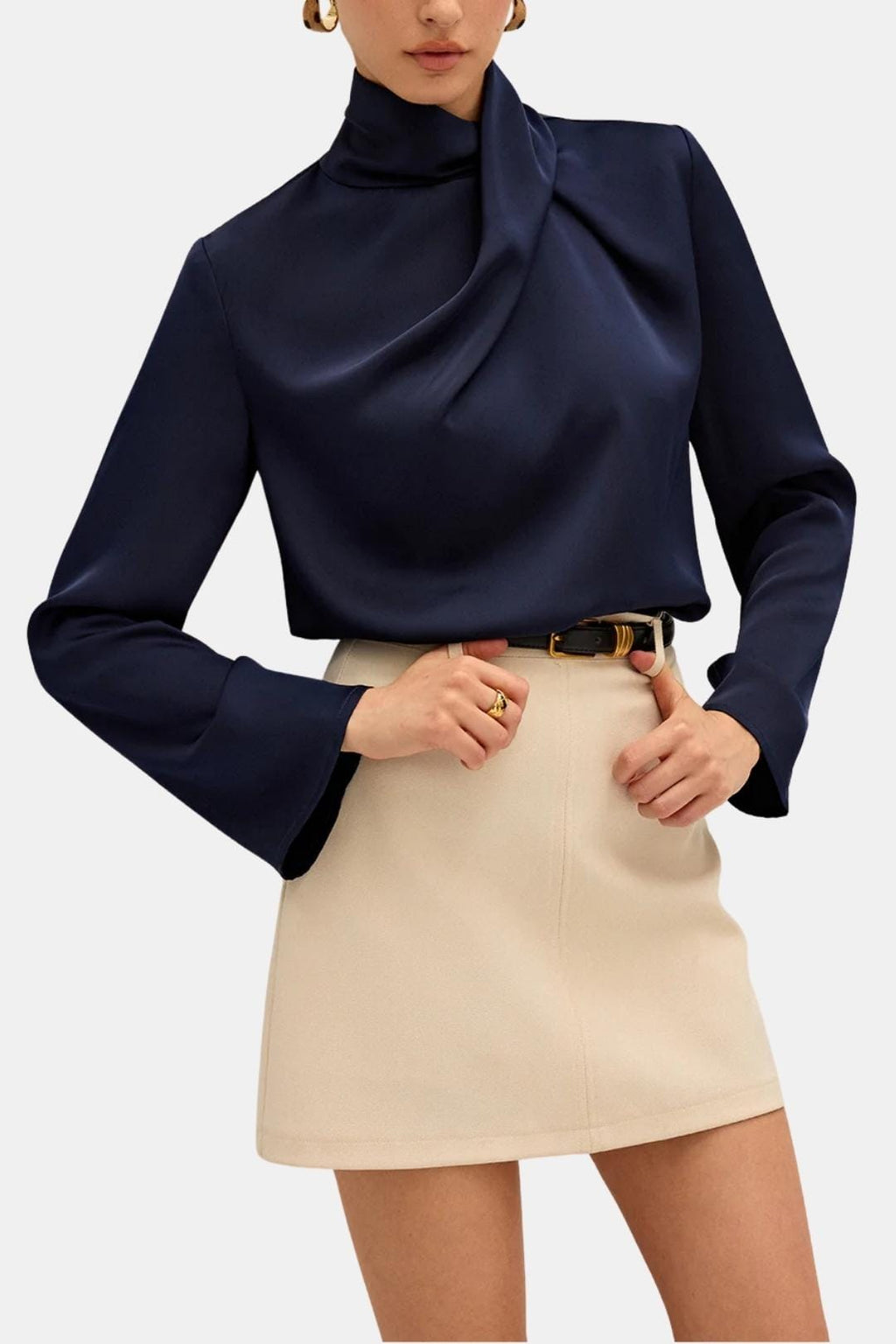 Ravella | Elegant blouse dames top col gedrapeerd