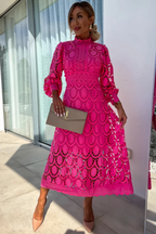 Joyce | Elegante kanten midi jurk feest elegant