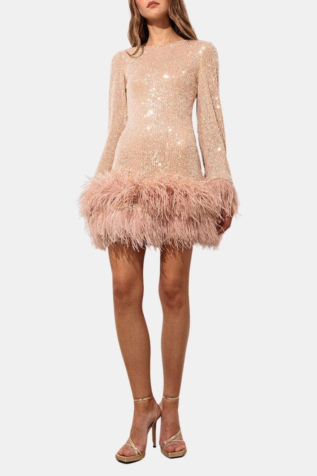Sasha | Luxe Mini-Feestjurk Met Pailletten en Veren