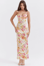 Katherine | Bloemen maxi jurk spaghetti bandjes elegant