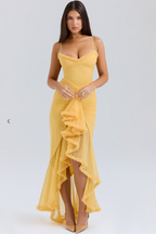 Alexandra | Kanten maxi jurk met ruches elegant