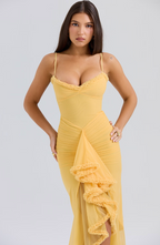 Alexandra | Kanten maxi jurk met ruches elegant