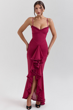 Alexandra | Kanten maxi jurk met ruches elegant