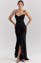 Alexandra | Kanten maxi jurk met ruches elegant