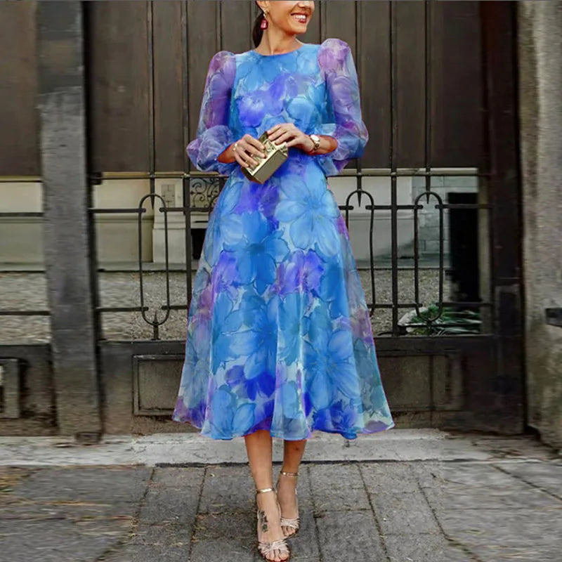 Taren | Formele bloemen midi jurk elegant bruiloft