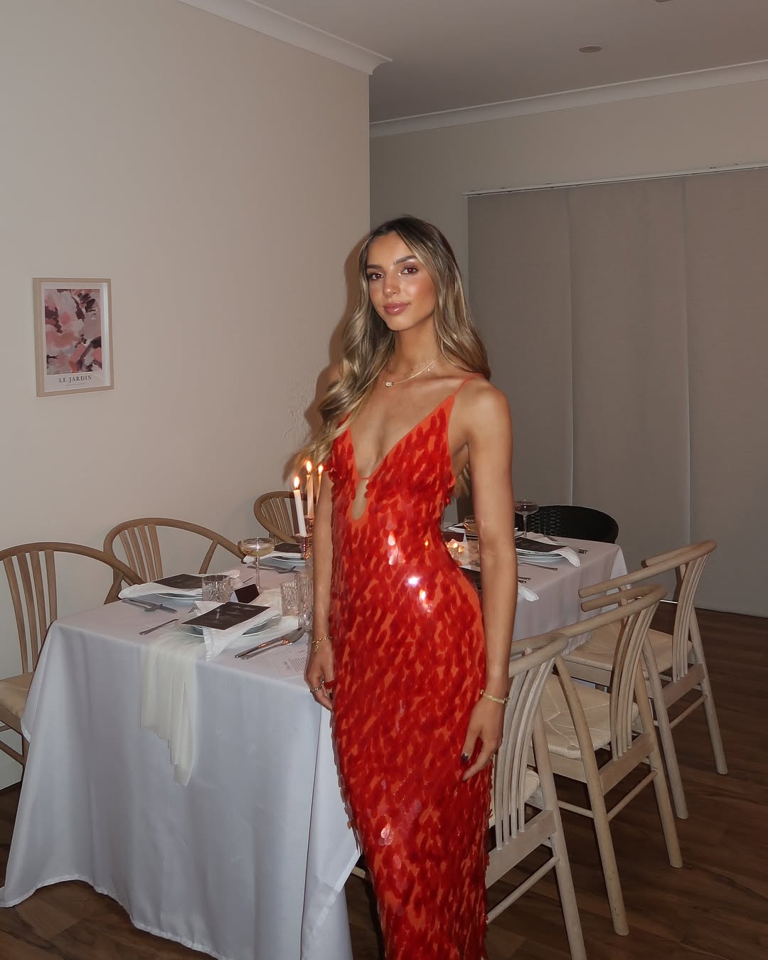 Holly | Pailletten maxi jurk open rug glamour avond