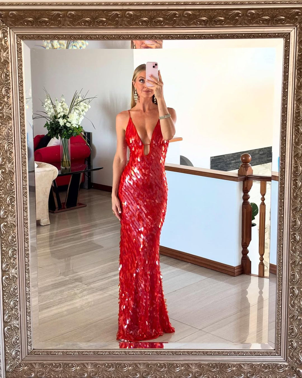 Holly | Pailletten maxi jurk open rug glamour avond