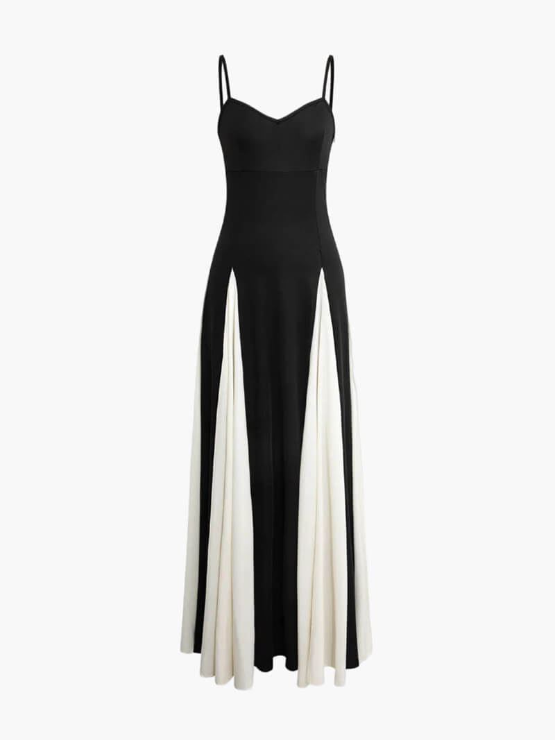 Paloma | Elegant zwart-wit maxi jurk open rug