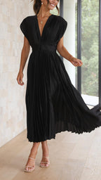 Maria | Elegante geplooid maxi jurk vloeiend chic